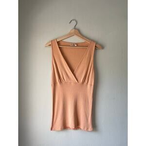 Michael Stars Orange Sparkle 90s/Y2K Empire Stretch Knit Tank